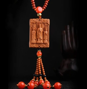 Chinese Peach Wood Carved Western Sansheng High-grade Agate Pendant Exquisite Car Pendant
Chinese Peach Wood Carved Western Sansheng High-grade Agate Pendant Exquisite Car Pendant