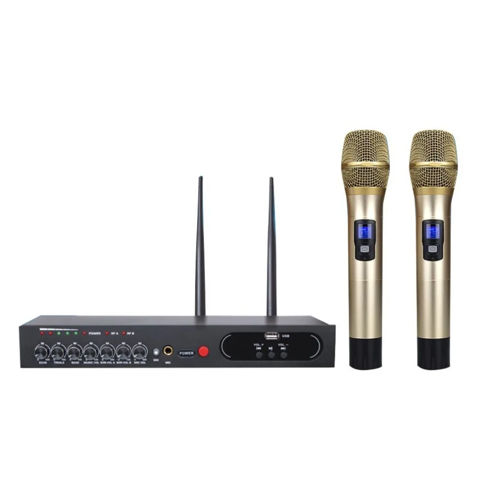 Professional Dual Wireless Microphone System Stage Performances Wireless Microphone Handheld Wireless Dynamic Microphone
Professional Dual Wireless Microphone System Stage Performances Wireless Microphone Handheld Wireless Dynamic Microphone