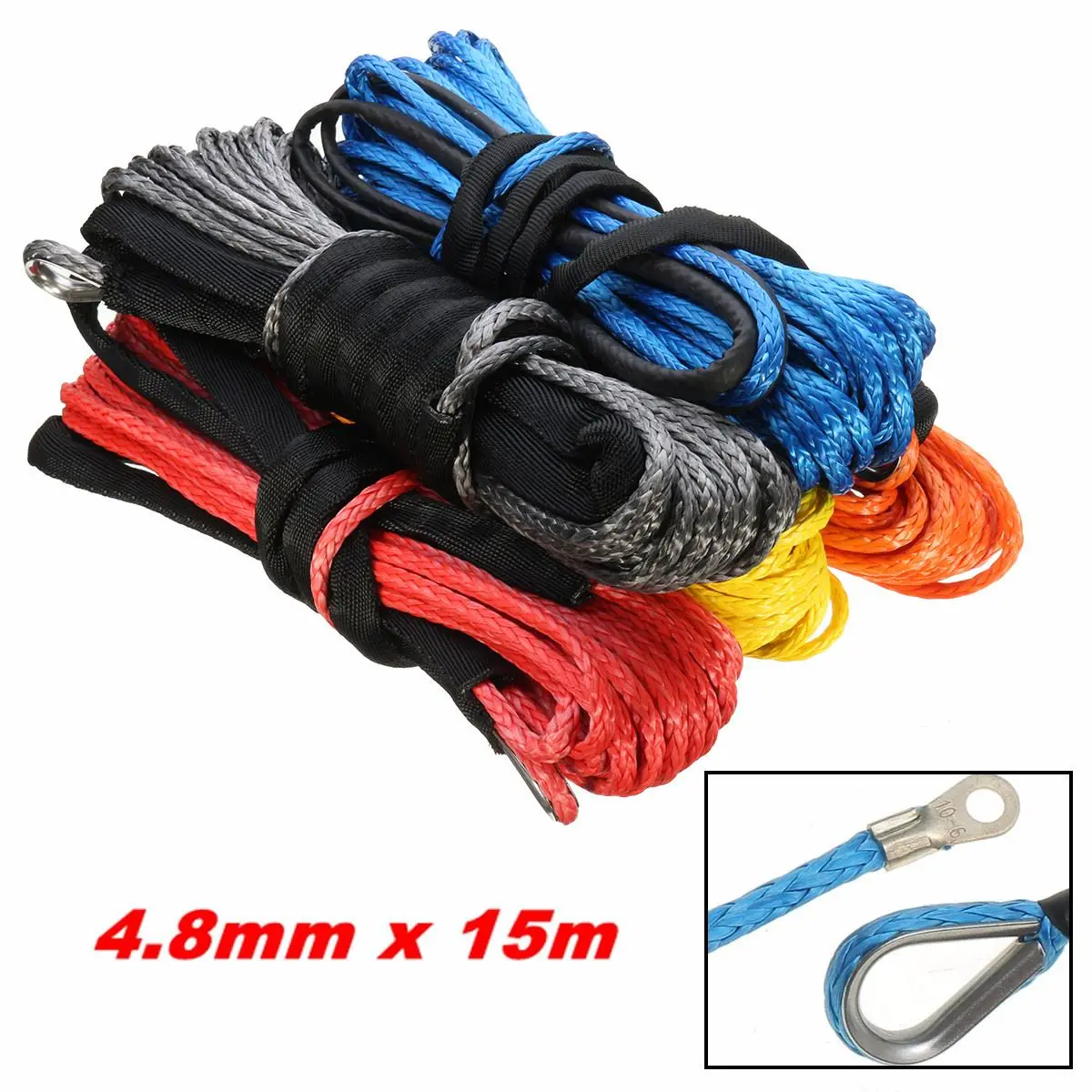 4.8mm/6mm ATV UTV Winch Rope Cable Line 5500lbs/6400lbs 15m Synthetic Fiber Towing Rope 10 254mm Hawse Fairlead
4.8mm/6mm ATV UTV Winch Rope Cable Line 5500lbs/6400lbs 15m Synthetic Fiber Towing Rope 10 254mm Hawse Fairlead