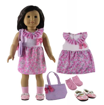 New 4in1 Set Doll Clothes Pink Dress+Shoes+Socks+Bag for 18'' American Doll Handmade Clothes Outfit
New 4in1 Set Doll Clothes Pink Dress+Shoes+Socks+Bag for 18'' American Doll Handmade Clothes Outfit