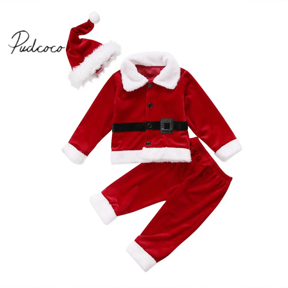 Фото Pudcoco 2018 Рождество одежда для малышей мальчиков и девочек Костюмы Санта-Клауса Топ