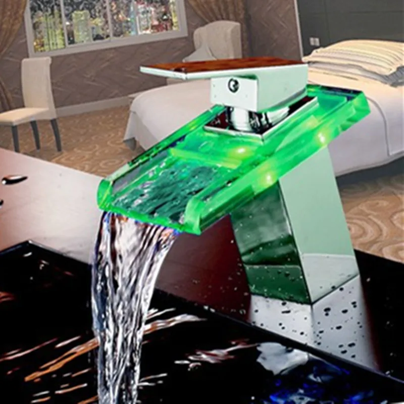 LED Solid Glass Waterfall Faucet Sink Hot Cold Mixer Tap Temperature Control Light Tap Single Lever Basin Faucets for Bathroom
LED Solid Glass Waterfall Faucet Sink Hot Cold Mixer Tap Temperature Control Light Tap Single Lever Basin Faucets for Bathroom