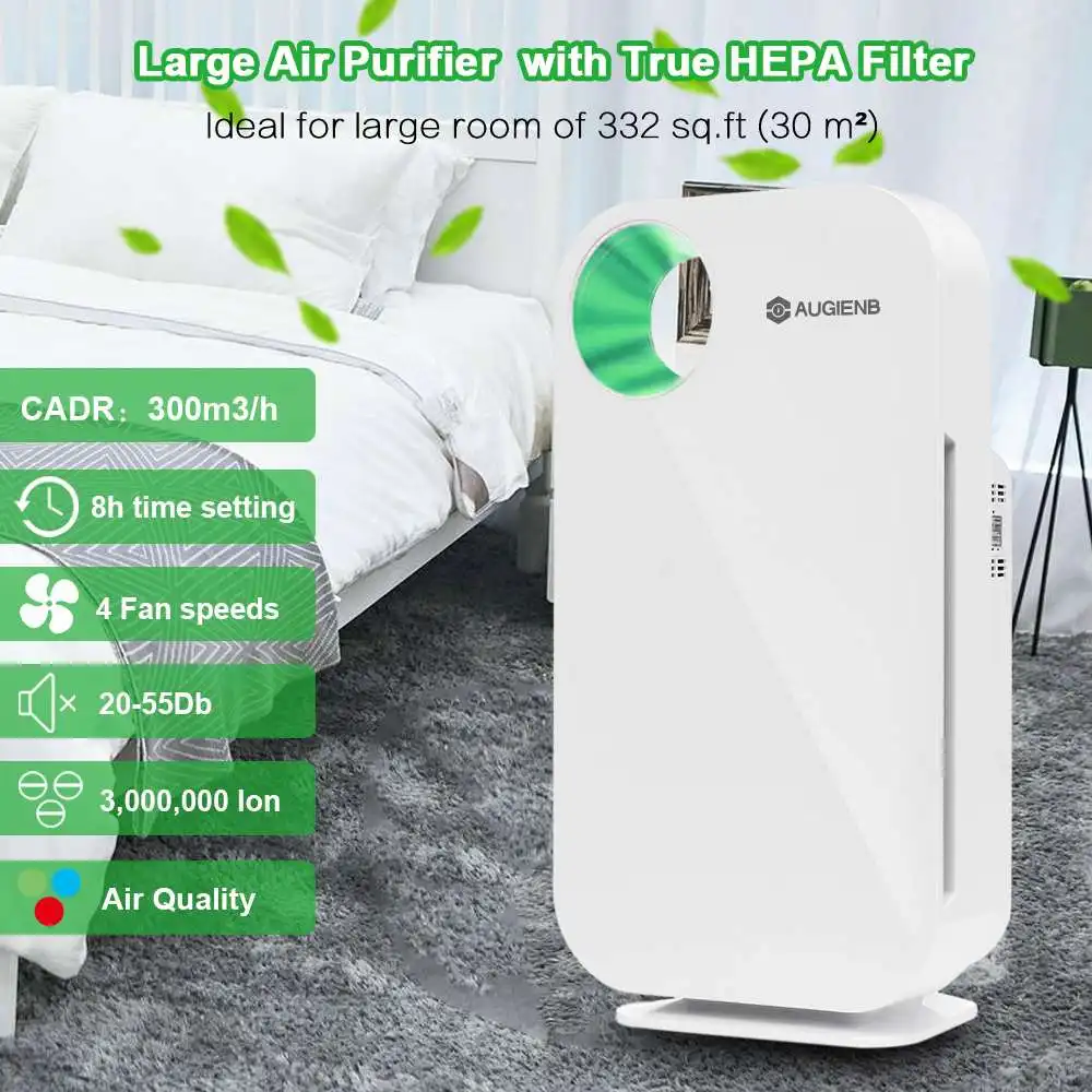 AUGIENB Air Purifier HEPA Filter Allergies Eliminator Negative ion Air Cleaner For PM2.5 Dust Pollen Smoke Pet Dander 300m3/h
AUGIENB Air Purifier HEPA Filter Allergies Eliminator Negative ion Air Cleaner For PM2.5 Dust Pollen Smoke Pet Dander 300m3/h