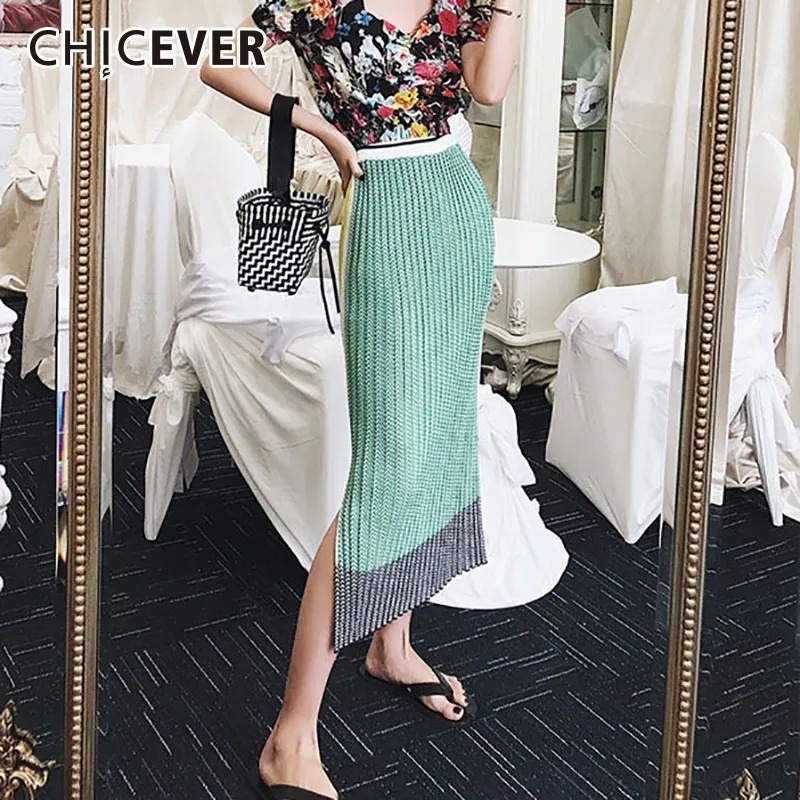 CHICEVER Spring Casual Patchwork Hit Color Women Skirt High Waist Mid Calf Straight Split Lady Skirts 2019 Korean New Tide
CHICEVER Spring Casual Patchwork Hit Color Women Skirt High Waist Mid Calf Straight Split Lady Skirts 2019 Korean New Tide