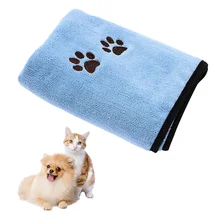 Toalla de baño para perro mascota Super absorción suministros de baño 50x90cm (azul) toalla para limpieza de mascota accesorios para perros y gatos(China)