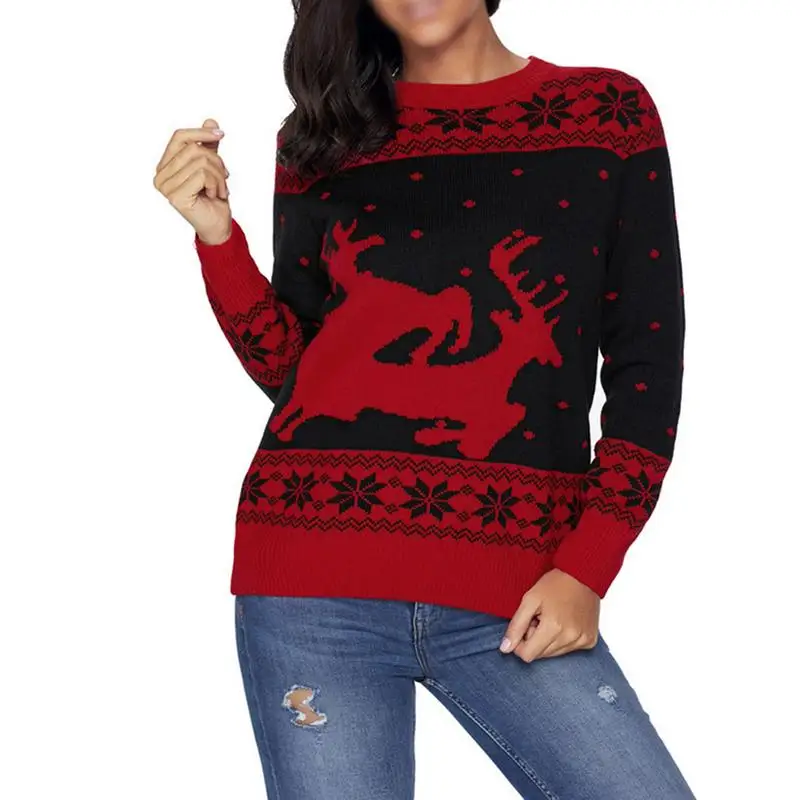 Women Christmas Deer Warm Knitted Long Sleeve Sweater Jumper Top O-Neck Casual Printing Knitted Sweater
Women Christmas Deer Warm Knitted Long Sleeve Sweater Jumper Top O-Neck Casual Printing Knitted Sweater