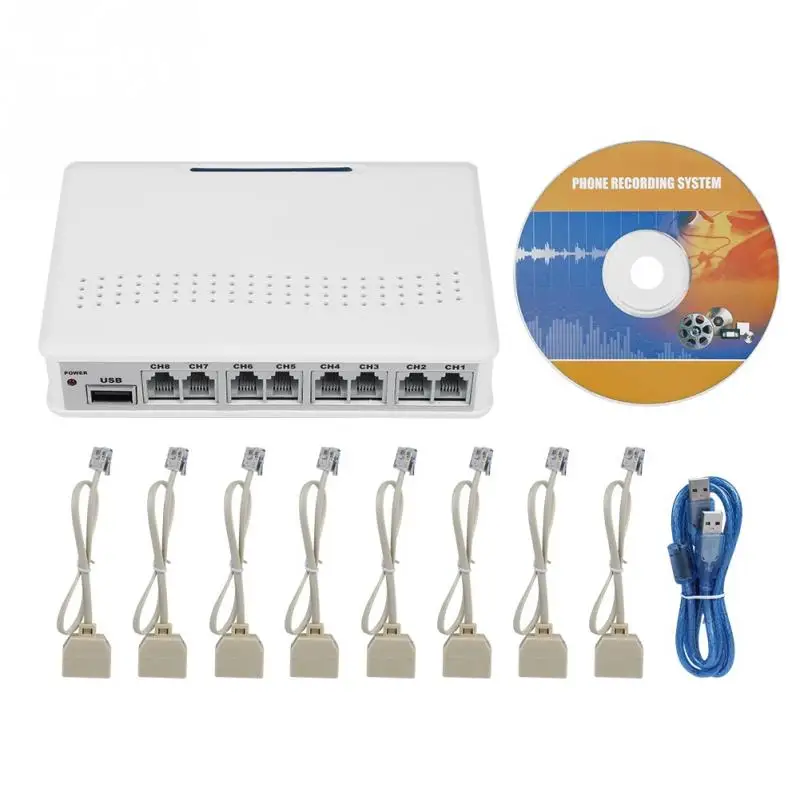 

8-Channel Voice Activated USB Security Protection Telephone Recorder Landline Monitor Phone Logger Alarm Prompts