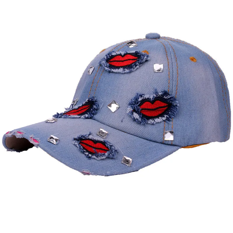 2019 Sun Adjustable Snapback Caps Fashion Denim Lip Patchwork Rhinestone Baseball Caps For Women Men Summer Holidays Hats Unisex
2019 Sun Adjustable Snapback Caps Fashion Denim Lip Patchwork Rhinestone Baseball Caps For Women Men Summer Holidays Hats Unisex