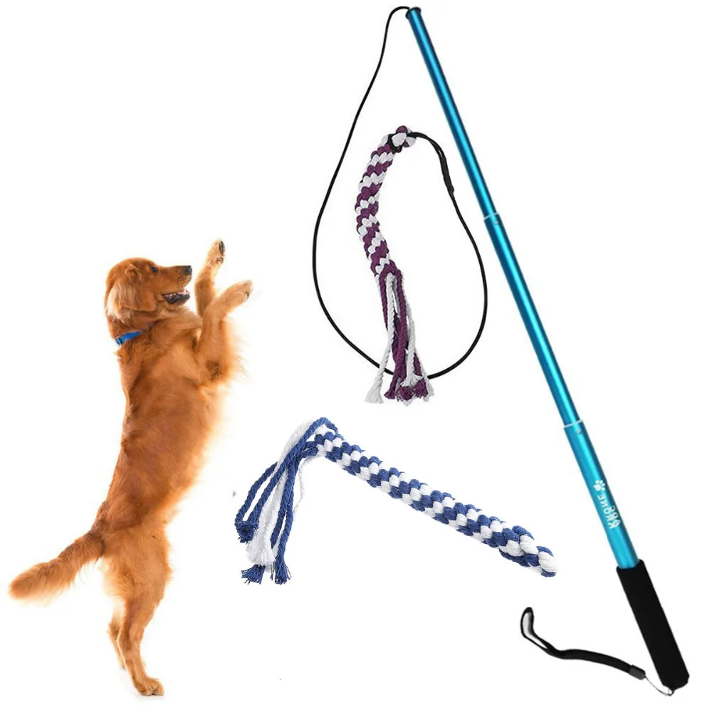 Interactive Dog Tug Toy Extendable Flirt Teaser Wand with 2 Cotton Rope for Fun Obedience Training & Exercise & Chasing
Interactive Dog Tug Toy Extendable Flirt Teaser Wand with 2 Cotton Rope for Fun Obedience Training & Exercise & Chasing