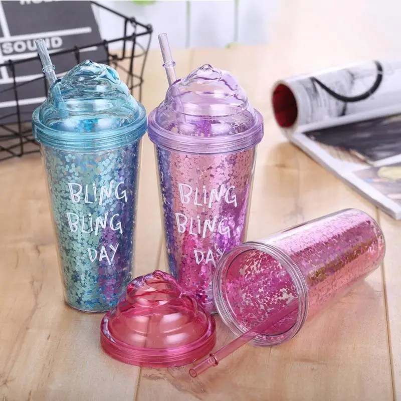 Glitters Pattern Double Layer Plastic Straw Bottle Innovative Gift Ice Cream Straw Bottle
Glitters Pattern Double Layer Plastic Straw Bottle Innovative Gift Ice Cream Straw Bottle