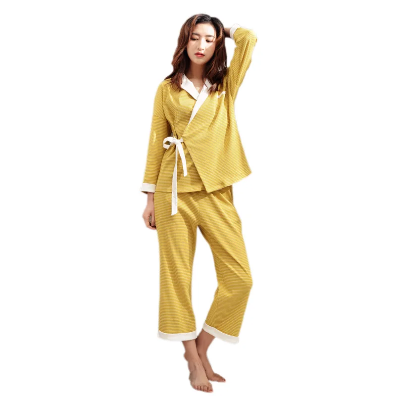Spring Newest Pajamas Sets for Women's Long-sleeved and Trousers Cotton Multi Colors Home Suit Kimono Casual Cardigan Pajamas
Spring Newest Pajamas Sets for Women's Long-sleeved and Trousers Cotton Multi Colors Home Suit Kimono Casual Cardigan Pajamas