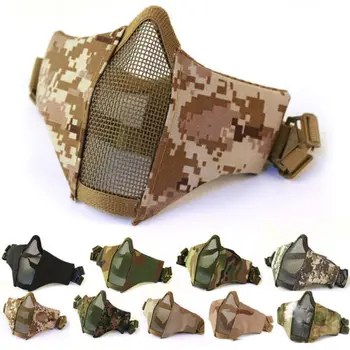 

New Dropship Tactical Mesh Mask Airsoft mask Shooting games mask Camo Half Face Protective Lower Mask Adult Breathable