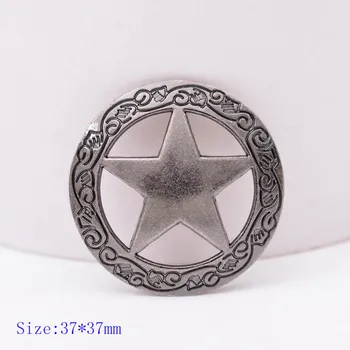 37X37MM 10PC 1-1/2" Frosted Sliver Western Engraved Texas Ranger Star Conchos Leather Craft Decor Screw Back 
37X37MM 10PC 1-1/2" Frosted Sliver Western Engraved Texas Ranger Star Conchos Leather Craft Decor Screw Back