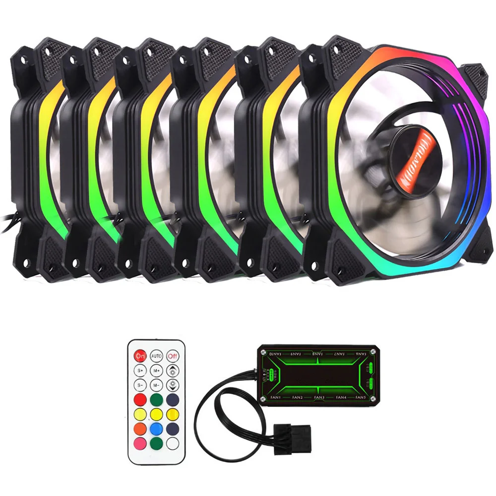 6 pcs Computer Case PC Cooling Fan RGB Adjust LED 120mm Quiet + IR Remote Cooler Cooling RGB Case Fan CPU for Desktop PC
6 pcs Computer Case PC Cooling Fan RGB Adjust LED 120mm Quiet + IR Remote Cooler Cooling RGB Case Fan CPU for Desktop PC