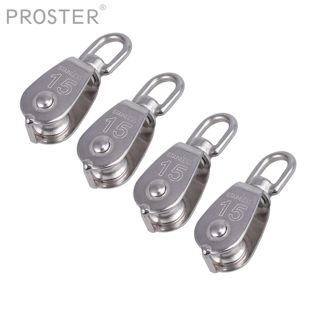 PROSTER 4 PCS M15 304 Stainless Steel Single Wheel Rope Pulley Block Swivel Lifting Chain Traction Wheel Heavy Duty Wholesale
PROSTER 4 PCS M15 304 Stainless Steel Single Wheel Rope Pulley Block Swivel Lifting Chain Traction Wheel Heavy Duty Wholesale