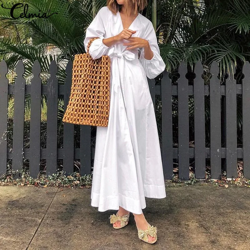 Celmia Women Long Shirt Dress 2019 Sexy V Neck Long Sleeve Belted Pleated Casual Loose Maxi Vestidos Mujer Party Dress Plus Size
Celmia Women Long Shirt Dress 2019 Sexy V Neck Long Sleeve Belted Pleated Casual Loose Maxi Vestidos Mujer Party Dress Plus Size