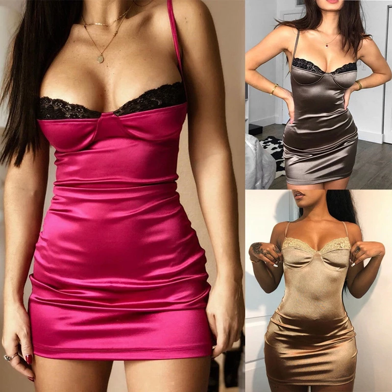 Women's Bandage Bodycon Sexy Lace Satin Patchwork Strappy V Neck Sleeveless Evening Party Club Mini Dress
Women's Bandage Bodycon Sexy Lace Satin Patchwork Strappy V Neck Sleeveless Evening Party Club Mini Dress