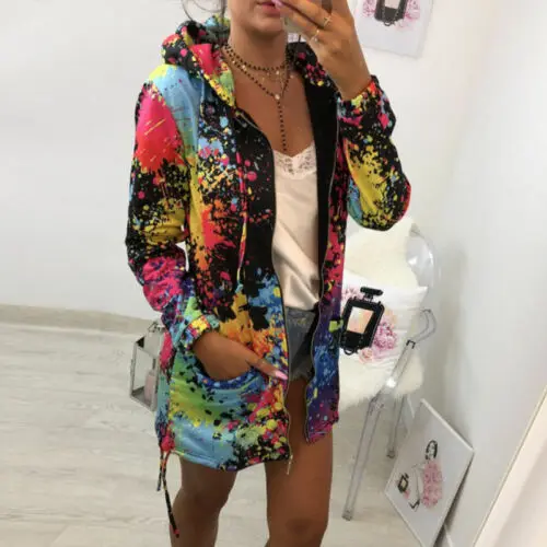 New Fashionable Women Spring And Autumn Long Sleeve Hooded Jacket Colorful Graffiti Zipper Outwear Top HOT SALE
New Fashionable Women Spring And Autumn Long Sleeve Hooded Jacket Colorful Graffiti Zipper Outwear Top HOT SALE
