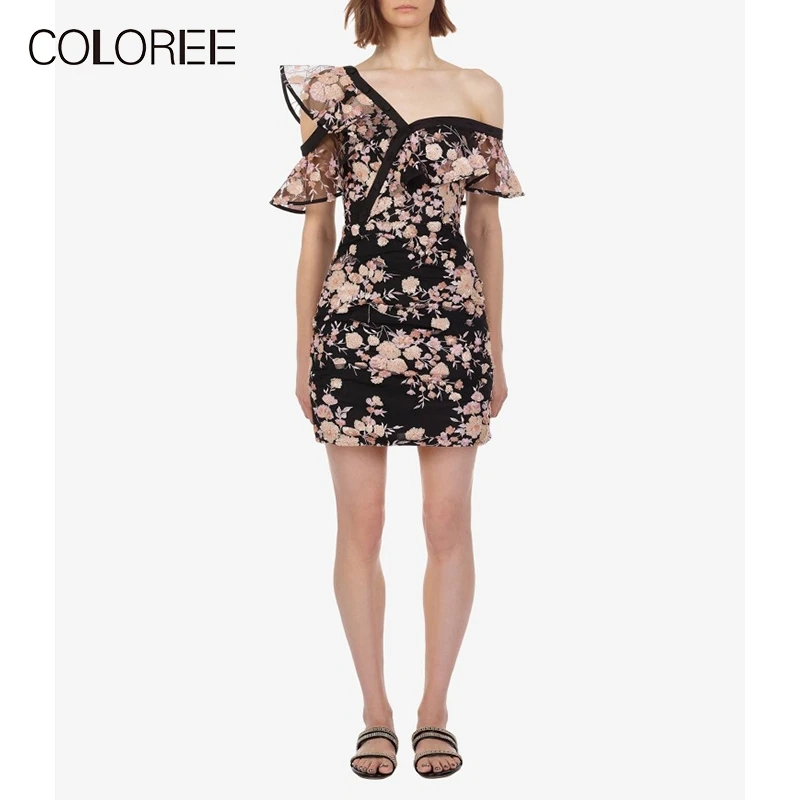 COLOREE Self Portrait Designer Black Dress 2019 Pink Sequined Embroidered Incline Shoulder Sexy Backless Luxury Mini Party Dress
COLOREE Self Portrait Designer Black Dress 2019 Pink Sequined Embroidered Incline Shoulder Sexy Backless Luxury Mini Party Dress