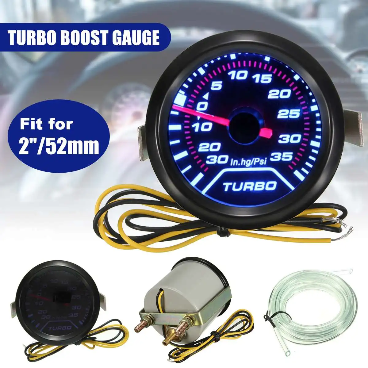 Universal 52mm 2" Car Gauge Pressure Turbo Boost Gauges Meter In. HG PSI Smoke Dial Face White Digital LED Light
Universal 52mm 2" Car Gauge Pressure Turbo Boost Gauges Meter In. HG PSI Smoke Dial Face White Digital LED Light