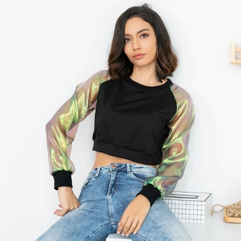 2019 Women Casual Hoodies Sweatshirts Fashion Mesh Patchwork Long Sleeve O Neck Pullover Crop Tops Sudaderas Mujer
2019 Women Casual Hoodies Sweatshirts Fashion Mesh Patchwork Long Sleeve O Neck Pullover Crop Tops Sudaderas Mujer
