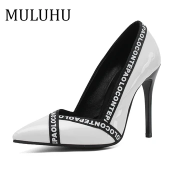 MULUHU High Heel Shoes Woman Leather Trend Letter Shallow Stilettos New Lady Slip On Office Dress Shoe Wedding Party Pumps
MULUHU High Heel Shoes Woman Leather Trend Letter Shallow Stilettos New Lady Slip On Office Dress Shoe Wedding Party Pumps