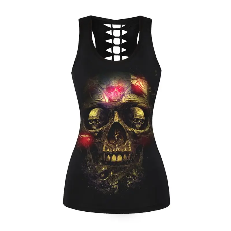 Rosetic Women Tank Tops Sexy Blue Gothic Yellow OL Ladies Slim Skull Hollow Print Punk Hip Hop Causal Backless Female Goth Tops
Rosetic Women Tank Tops Sexy Blue Gothic Yellow OL Ladies Slim Skull Hollow Print Punk Hip Hop Causal Backless Female Goth Tops