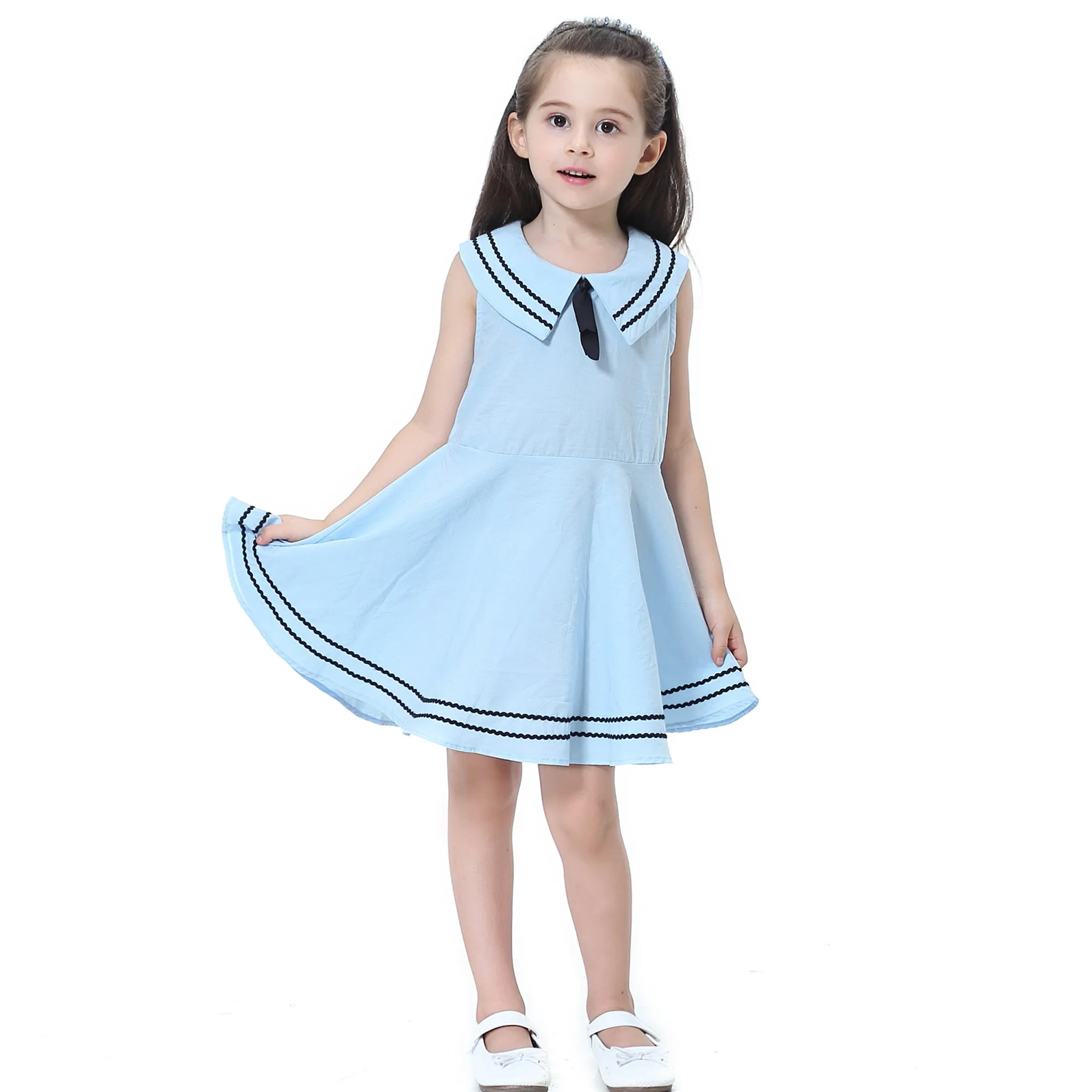 Kids girls dress 2019 summer new navy style cotton dress big pendulum children's clothing
Kids girls dress 2019 summer new navy style cotton dress big pendulum children's clothing