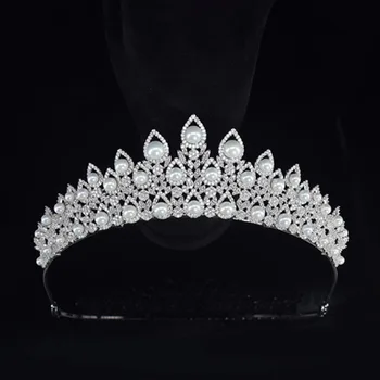 New Brides Full Zircon Brides Tiaras Crowns Sparking Silver Colour Bridal Hairbands Pearl Headband Wedding Hair Accessories
New Brides Full Zircon Brides Tiaras Crowns Sparking Silver Colour Bridal Hairbands Pearl Headband Wedding Hair Accessories