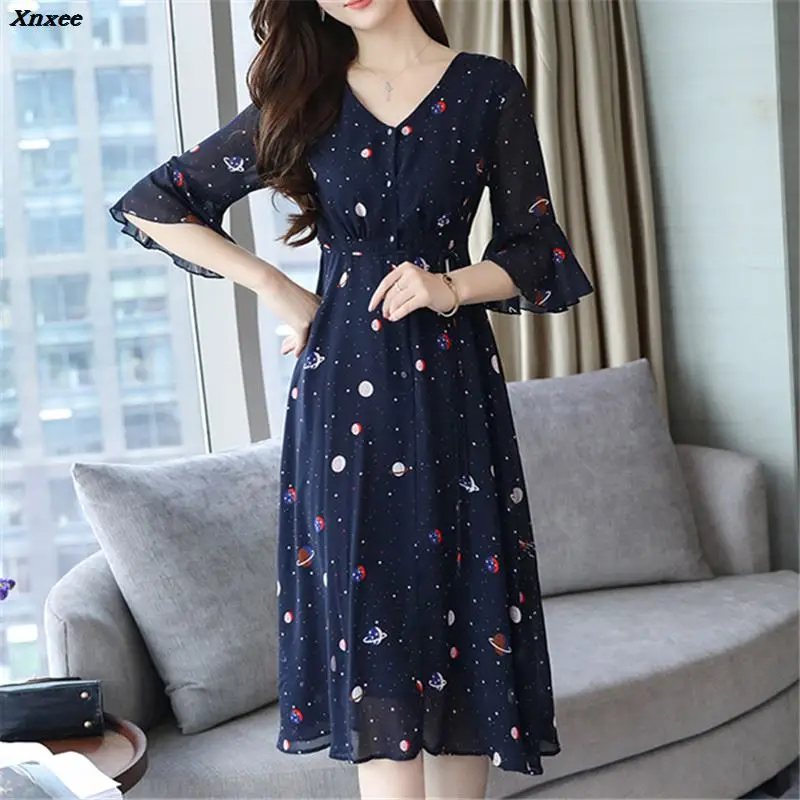 2018 Women's Print Vintage Dress Sweet Lady Half Sleeve V Neck Casual Summer Chiffon Party Dress Elegant Vestido Xnxee
2018 Women's Print Vintage Dress Sweet Lady Half Sleeve V Neck Casual Summer Chiffon Party Dress Elegant Vestido Xnxee