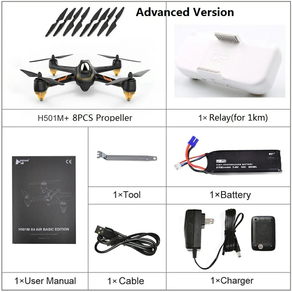 

Hubsan H501M RC Helicopter X4 WIFI FPV Brushless GPS Drone with Functional Waypoints Follow Me Mode RC Quadcopter RTF For 1KM