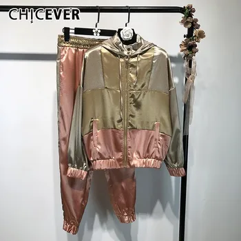 CHICEVER Spring Casual Two Piece Set Hit Color Striped Hooded Zipper Jackets With Elastic Waist Pants Female Suits Women 2020
CHICEVER Spring Casual Two Piece Set Hit Color Striped Hooded Zipper Jackets With Elastic Waist Pants Female Suits Women 2020