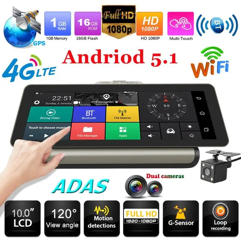 10inch Touch Screen 4G Car Dash Cam Dual Lens Android 5.1 DVR Camera GPS Navi WiFi BT ADAS Recorder With Parking Monitor
10inch Touch Screen 4G Car Dash Cam Dual Lens Android 5.1 DVR Camera GPS Navi WiFi BT ADAS Recorder With Parking Monitor
