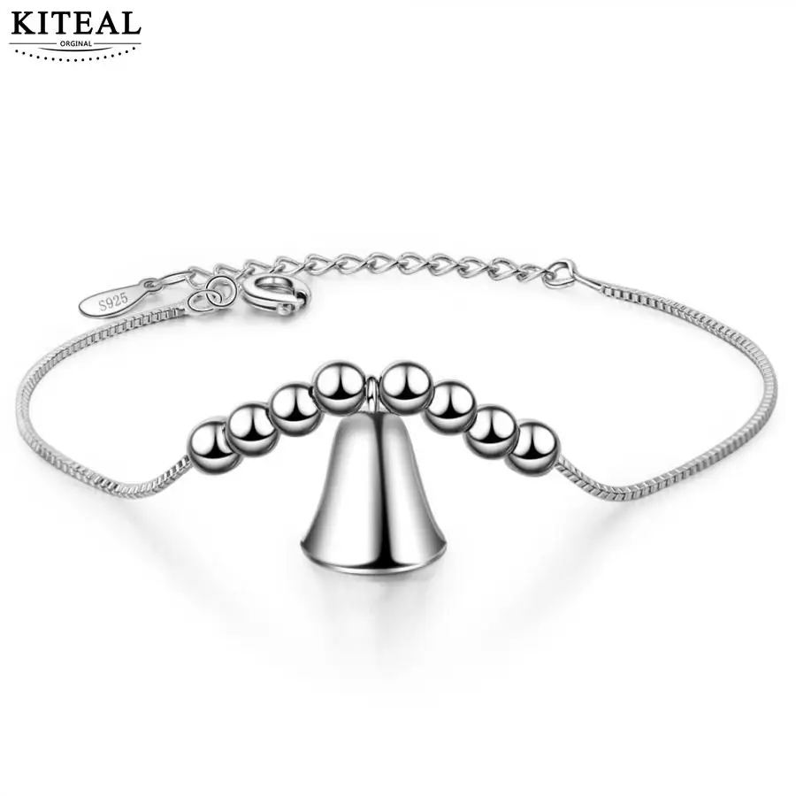 KITEAL New 2019 925 jewelry silver color Lady bracelets bell with bead 16.5cm chain round beads pulseira masculina Wholesale
KITEAL New 2019 925 jewelry silver color Lady bracelets bell with bead 16.5cm chain round beads pulseira masculina Wholesale
