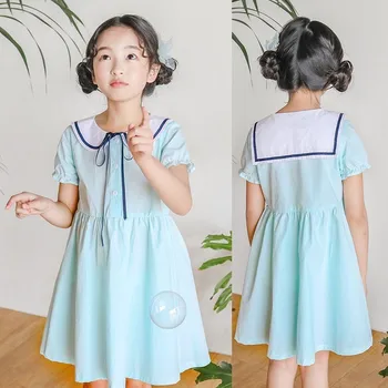 School Teen Kids Dresses For Girls Cotton Peter Pan Collar Summer Dress Girls Blue Little Children Clothing 2019 New Fashion
School Teen Kids Dresses For Girls Cotton Peter Pan Collar Summer Dress Girls Blue Little Children Clothing 2019 New Fashion