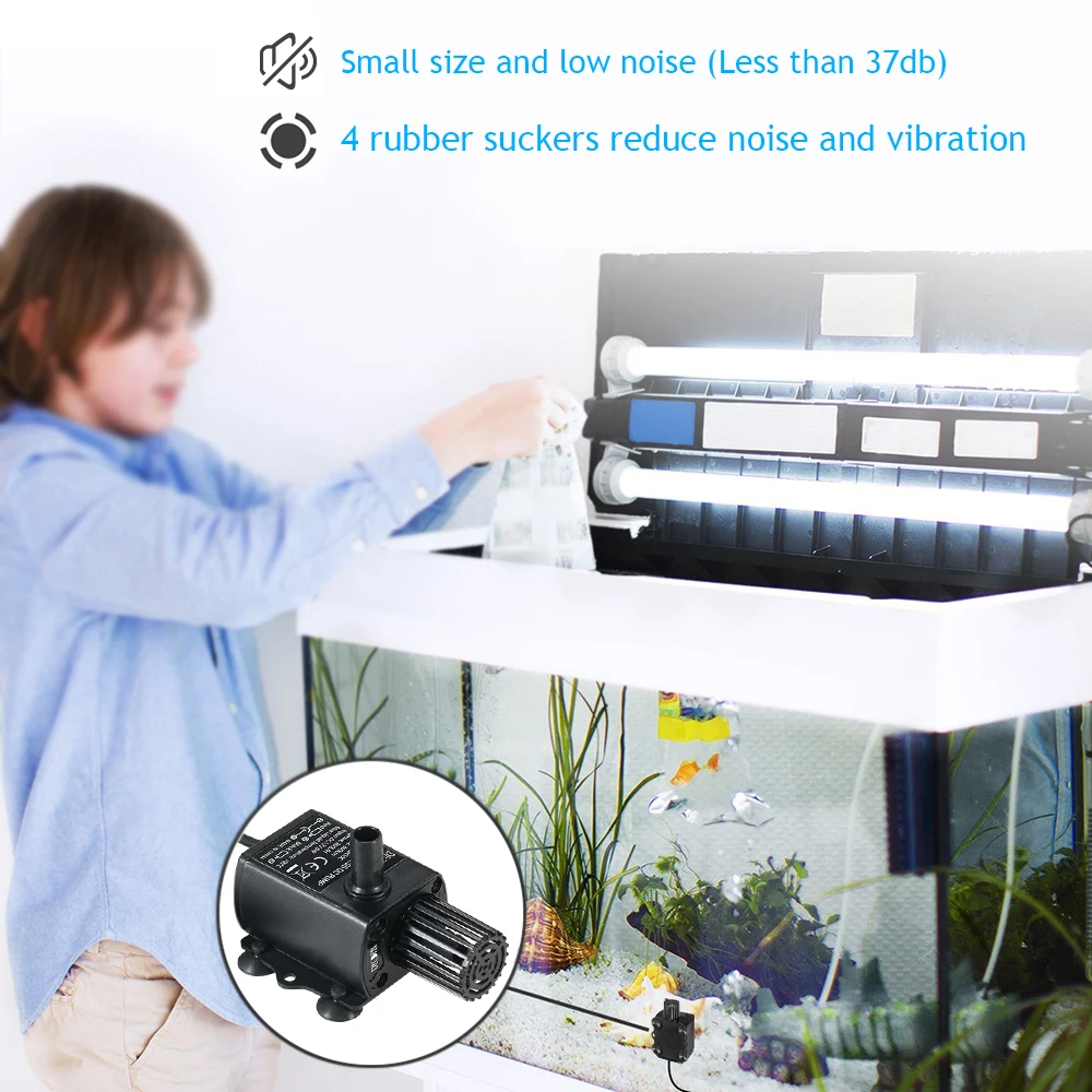 Ultra-quiet Water Pump Submersible Aquarium Pump Brushless Water Pump with Flow Adjustment USB DC5V 4.8W 300L/H Lift 300cm
Ultra-quiet Water Pump Submersible Aquarium Pump Brushless Water Pump with Flow Adjustment USB DC5V 4.8W 300L/H Lift 300cm