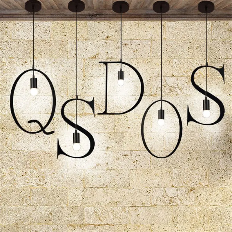 220V DIY Nordic 26 Letters LED Pendant Light Industrial Iron Creative Suspension Hanging Lamp for Cafe Bar Indoor Decoration
220V DIY Nordic 26 Letters LED Pendant Light Industrial Iron Creative Suspension Hanging Lamp for Cafe Bar Indoor Decoration