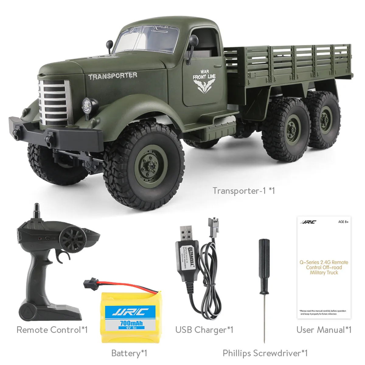 JJRC RC 1:16 2.4G Remote Control 6WD Tracked Off-Road Military Truck RC Trucks Control Car Tractor Kids
JJRC RC 1:16 2.4G Remote Control 6WD Tracked Off-Road Military Truck RC Trucks Control Car Tractor Kids