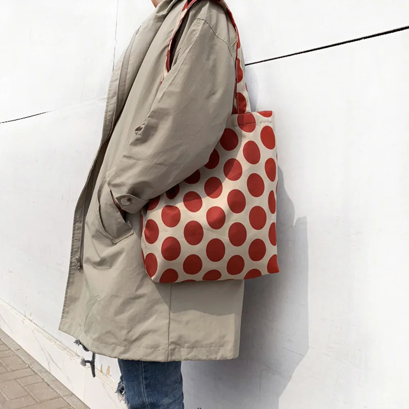 2019 New Female Handbag Canvas Shopping Bags Red Wave Dot Women Cloth Tote Bag Reusable Eco Shopper Bag Package Bolsas De Tela
2019 New Female Handbag Canvas Shopping Bags Red Wave Dot Women Cloth Tote Bag Reusable Eco Shopper Bag Package Bolsas De Tela