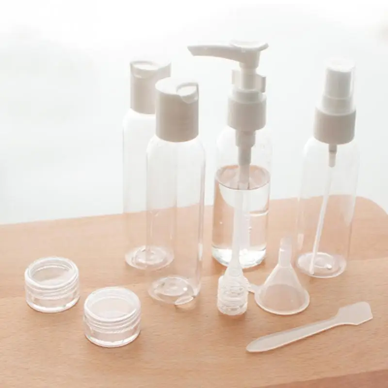 9pcs/Set Travel Mini Transparent Empty Bottles Set Cosmetic Makeup Face Cream Pot Bottles Pressing Spray Bottle Kit For Travel
9pcs/Set Travel Mini Transparent Empty Bottles Set Cosmetic Makeup Face Cream Pot Bottles Pressing Spray Bottle Kit For Travel