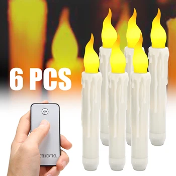 6Pcs Remote Control LED Taper Candles Lights Homemory Battery Operated Flameless Candle Dipped Wax Flickering Electric Lamp
6Pcs Remote Control LED Taper Candles Lights Homemory Battery Operated Flameless Candle Dipped Wax Flickering Electric Lamp