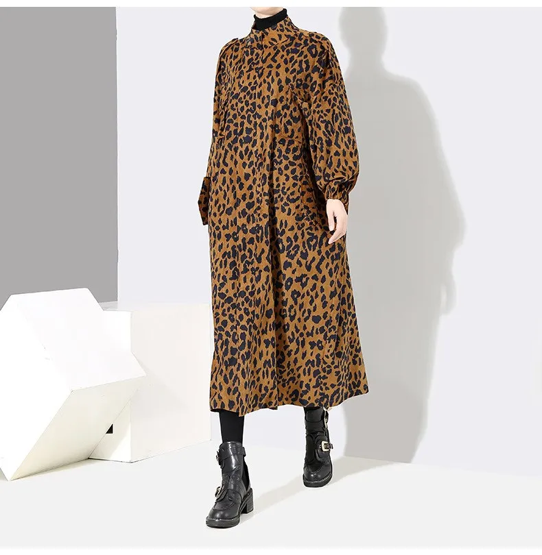 Spring Summer Women Leopard Printed Long Windbreaker Long Sleeve Loose Trench Streetwear Fashion Stand Collar Coats 
Spring Summer Women Leopard Printed Long Windbreaker Long Sleeve Loose Trench Streetwear Fashion Stand Collar Coats
