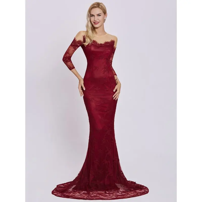 Dressv scoop long evening dress burgundy full sleeves floor length sweep train gown women lace formal mermaid evening dresses
Dressv scoop long evening dress burgundy full sleeves floor length sweep train gown women lace formal mermaid evening dresses