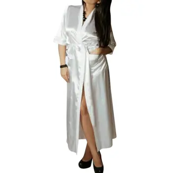 Sexy Women Long Silk Dressing Nightgown Bath Robe Lingerie Nightdress 
Sexy Women Long Silk Dressing Nightgown Bath Robe Lingerie Nightdress