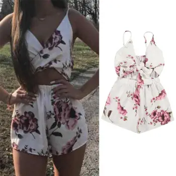2018 Boho summer playsuit Hot sexy backless bandage floral V Neck holiday jumpsuit rompers Shorts sleeveless women set Plus size
2018 Boho summer playsuit Hot sexy backless bandage floral V Neck holiday jumpsuit rompers Shorts sleeveless women set Plus size