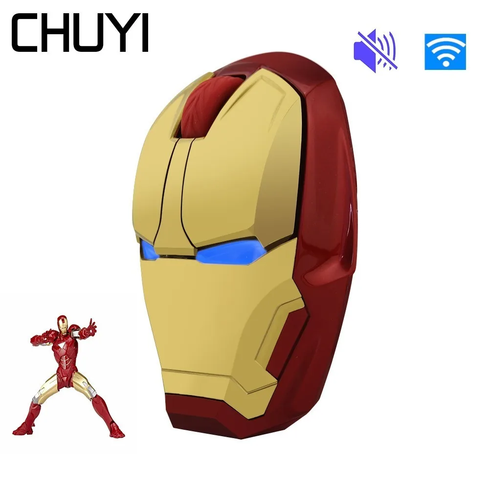 

CHUYI Iron Man Wireless Silent Mouse Ergonomic Optical Gamer Computer Mice 6 Button 2400 DPI Mute Computer Mause With Mouse Pad