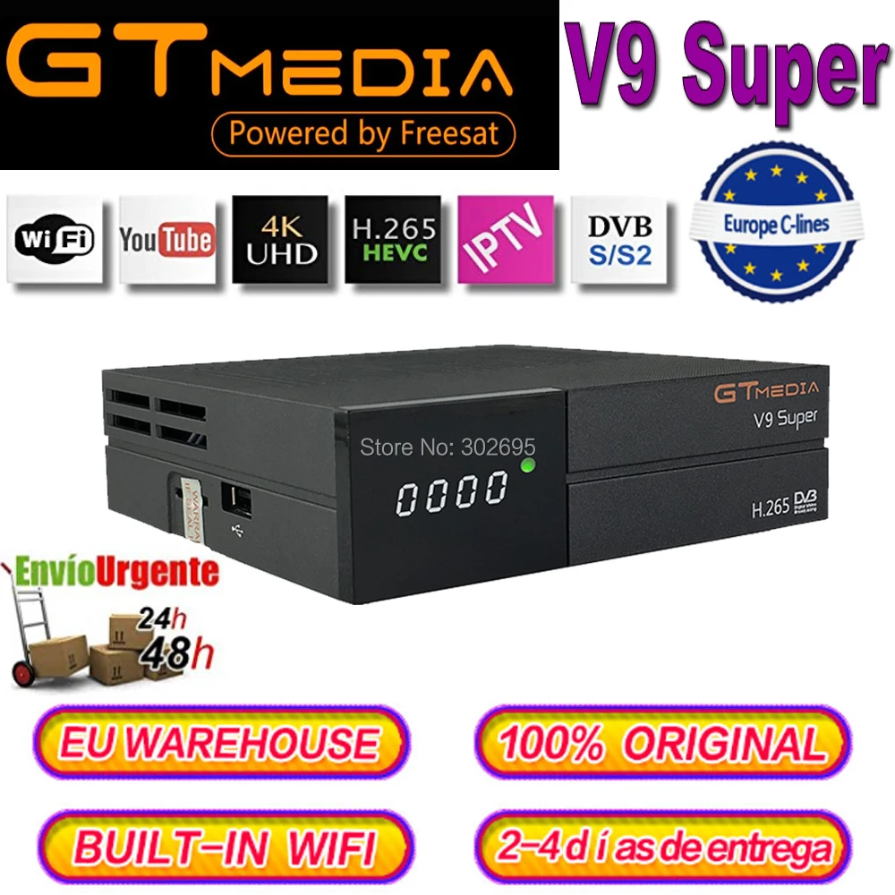 DVB-S2 Receiver Gtmedia v9 Super receptor Europe Cccam spain for 1 year Cccam cline for 1 year spain Built-in wifi Freesat V8
DVB-S2 Receiver Gtmedia v9 Super receptor Europe Cccam spain for 1 year Cccam cline for 1 year spain Built-in wifi Freesat V8