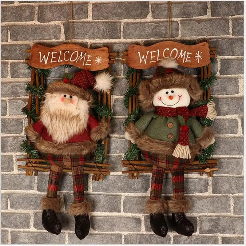 Artificial Christmas Wreath Creative Christmas Door Hanging Decoration Garland With Decor Santa Claus Snow Man Doll
Artificial Christmas Wreath Creative Christmas Door Hanging Decoration Garland With Decor Santa Claus Snow Man Doll