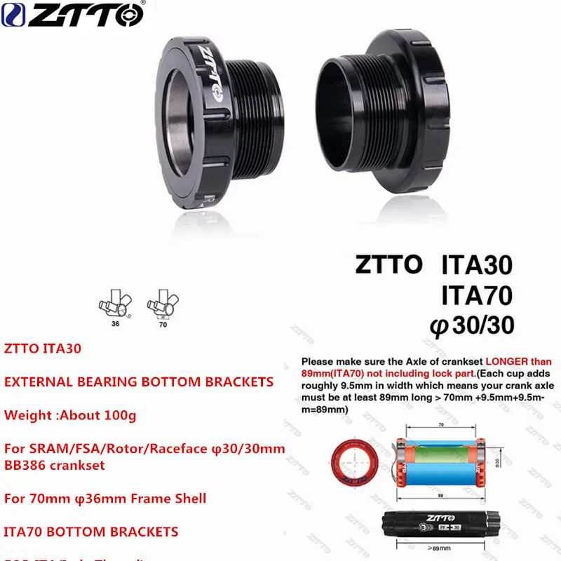 ZTTO ITA30 ITA 70 External Bearing Bottom Brackets BB for MTB Road bike BB Rotor Raceface SLK BB386 30mm Crankset 
ZTTO ITA30 ITA 70 External Bearing Bottom Brackets BB for MTB Road bike BB Rotor Raceface SLK BB386 30mm Crankset