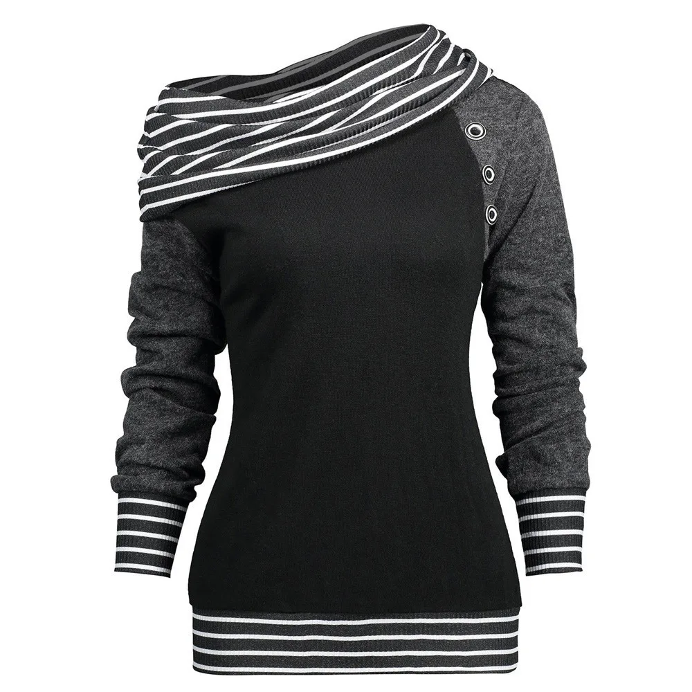 Plus Size Women Sweatshirts Solid Color Skew Neck Long Sleeve Striped Patchwork Button Sweatshirt Fall Women Top
Plus Size Women Sweatshirts Solid Color Skew Neck Long Sleeve Striped Patchwork Button Sweatshirt Fall Women Top